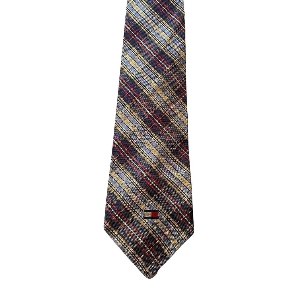 Tommy Hilfiger Necktie Mens One Size Multicolor Plaid 100%‎ Silk Classic Tie